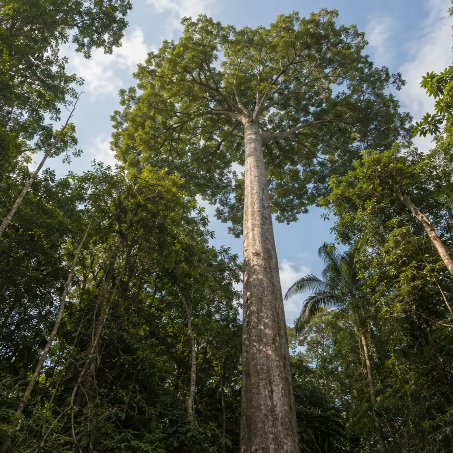 Representação ilustrativa de árvore adulta de cedrilho em ambiente natural